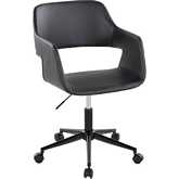 Margarite Office Task Chair in Black Metal & Black Leatherette